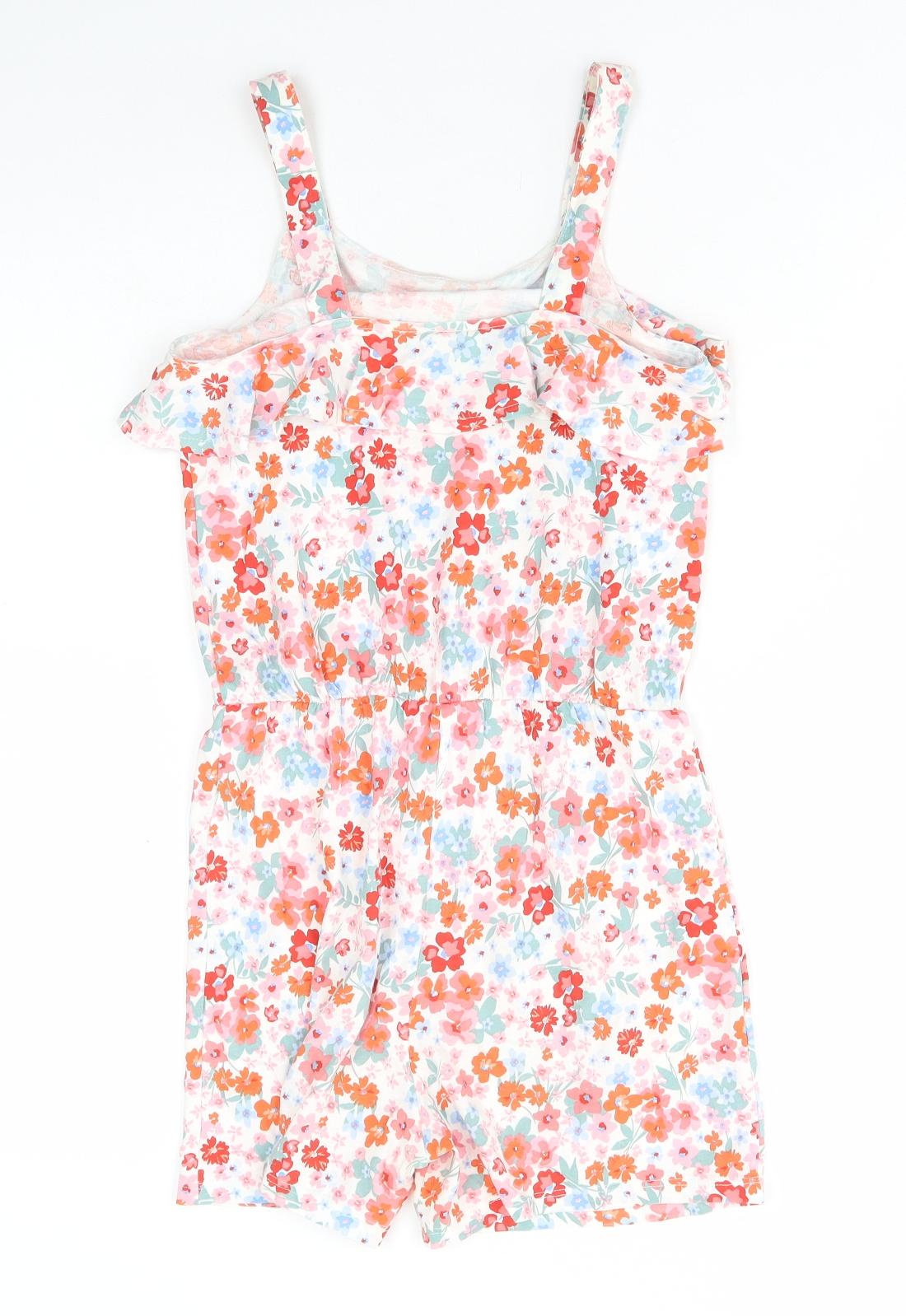 TU Girls Multicoloured Floral Cotton Playsuit One-Piece Size 10 Years Pullover