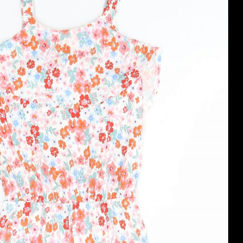 TU Girls Multicoloured Floral Cotton Playsuit One-Piece Size 10 Years Pullover