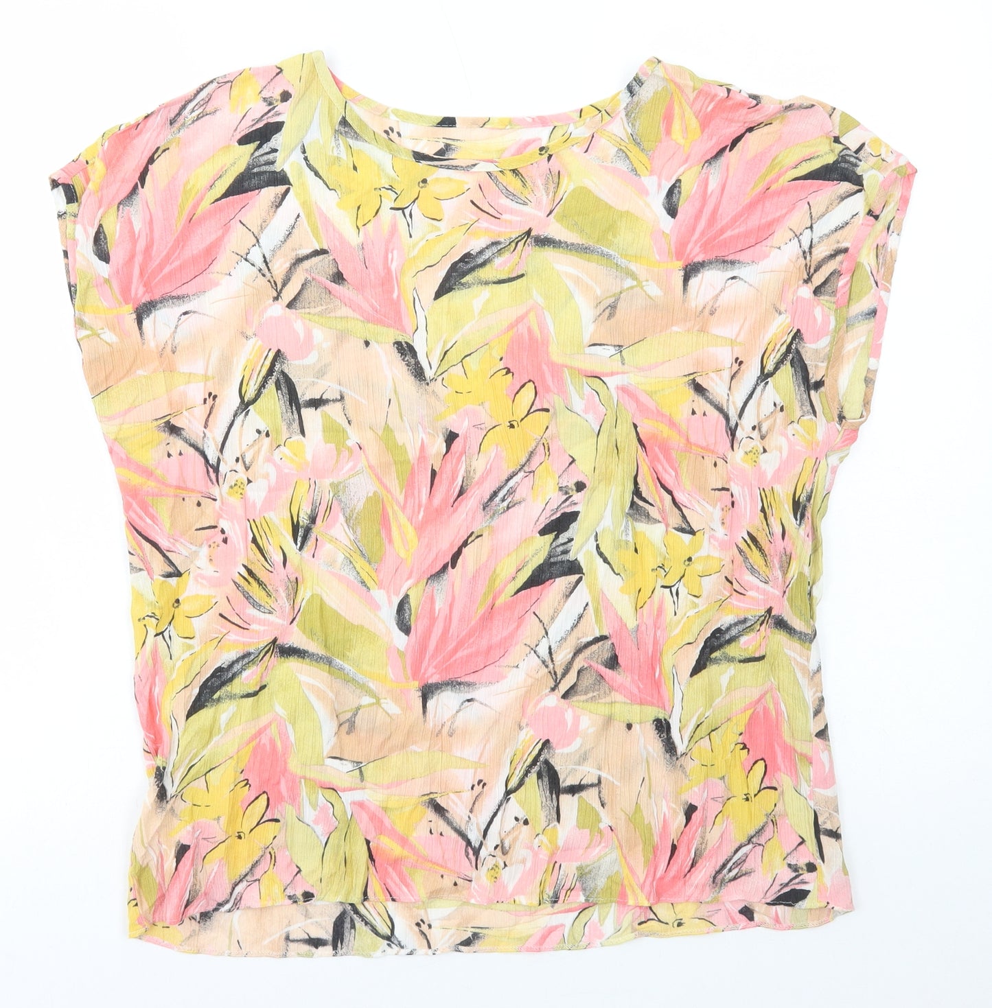 St Michael Womens Multicoloured Floral Viscose Basic Blouse Size 18 Round Neck