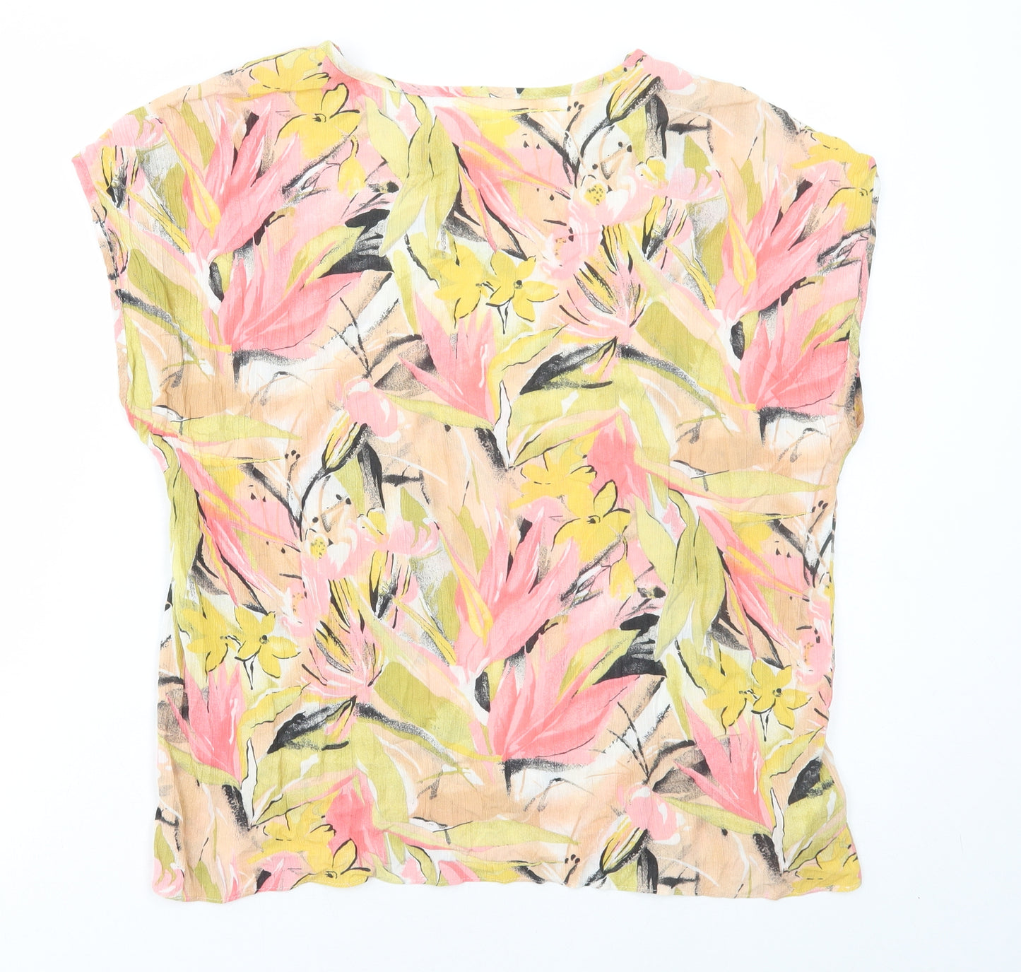 St Michael Womens Multicoloured Floral Viscose Basic Blouse Size 18 Round Neck