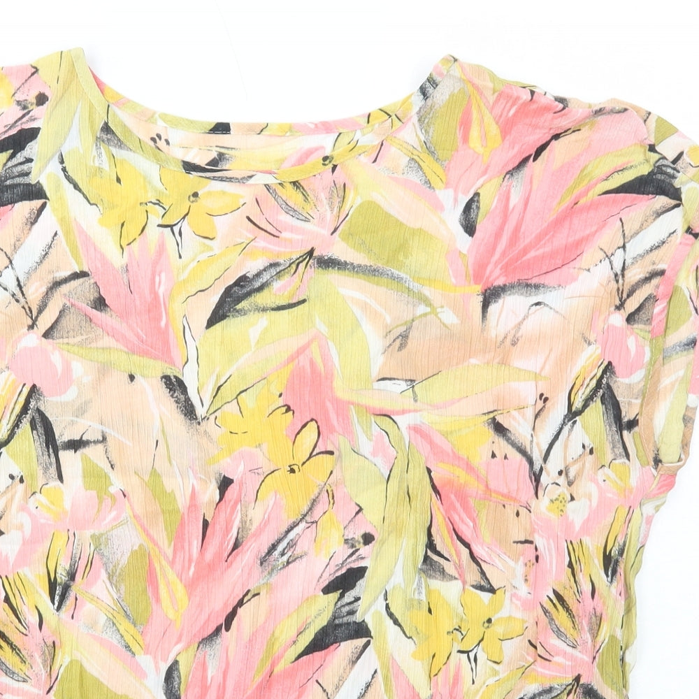 St Michael Womens Multicoloured Floral Viscose Basic Blouse Size 18 Round Neck