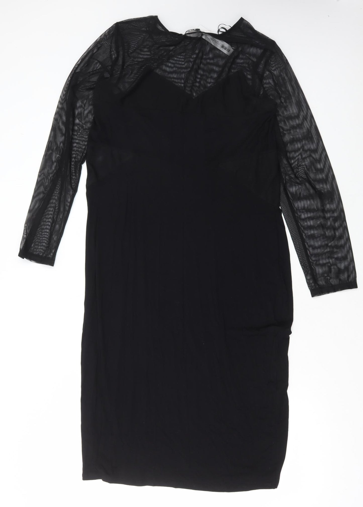 G21 Womens Black Viscose A-Line Size 20 Round Neck Pullover - Mesh sleeves