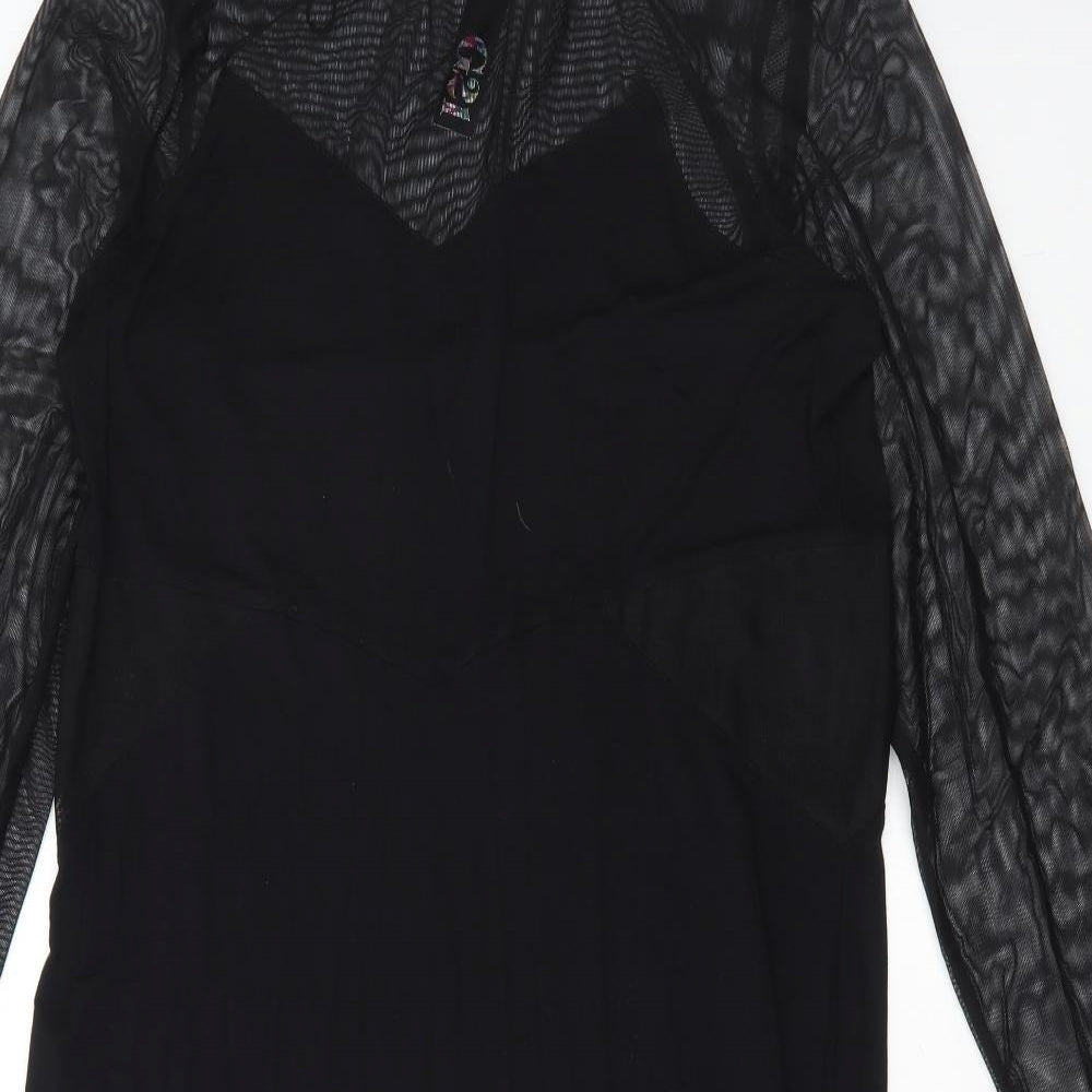 G21 Womens Black Viscose A-Line Size 20 Round Neck Pullover - Mesh sleeves