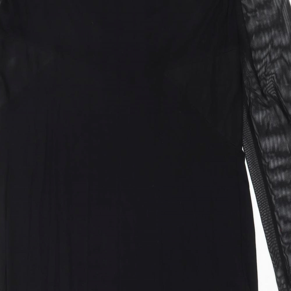G21 Womens Black Viscose A-Line Size 20 Round Neck Pullover - Mesh sleeves