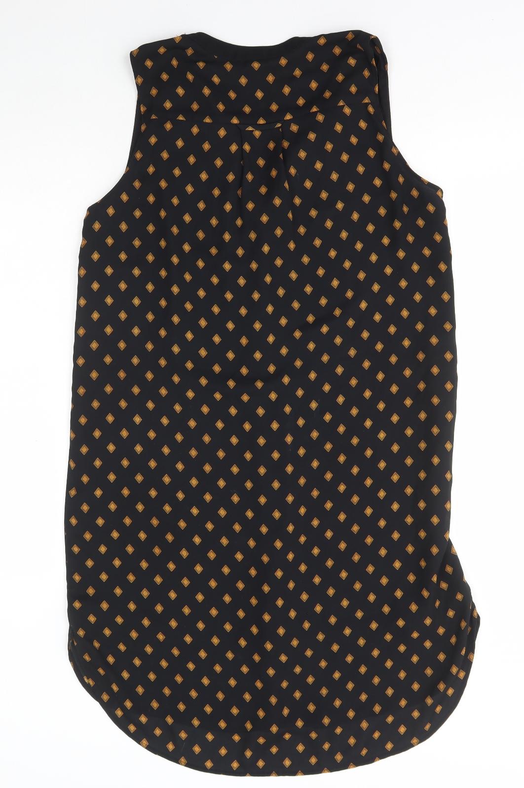 H&M Womens Black Geometric Polyester Tunic Tank Size 12 V-Neck