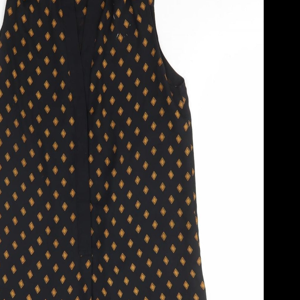 H&M Womens Black Geometric Polyester Tunic Tank Size 12 V-Neck