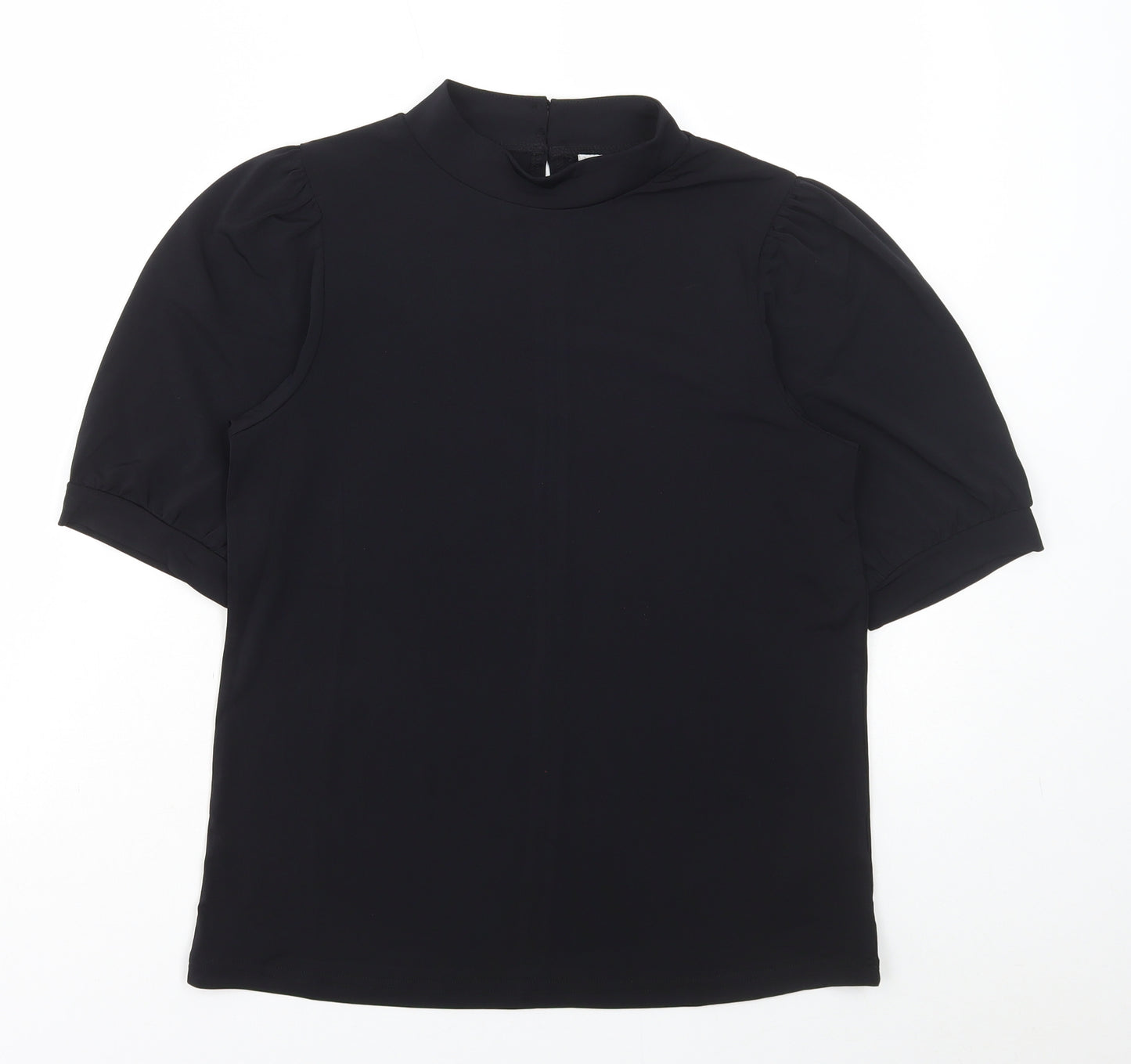 ICHI Womens Black Polyester Basic T-Shirt Size XS Mock Neck