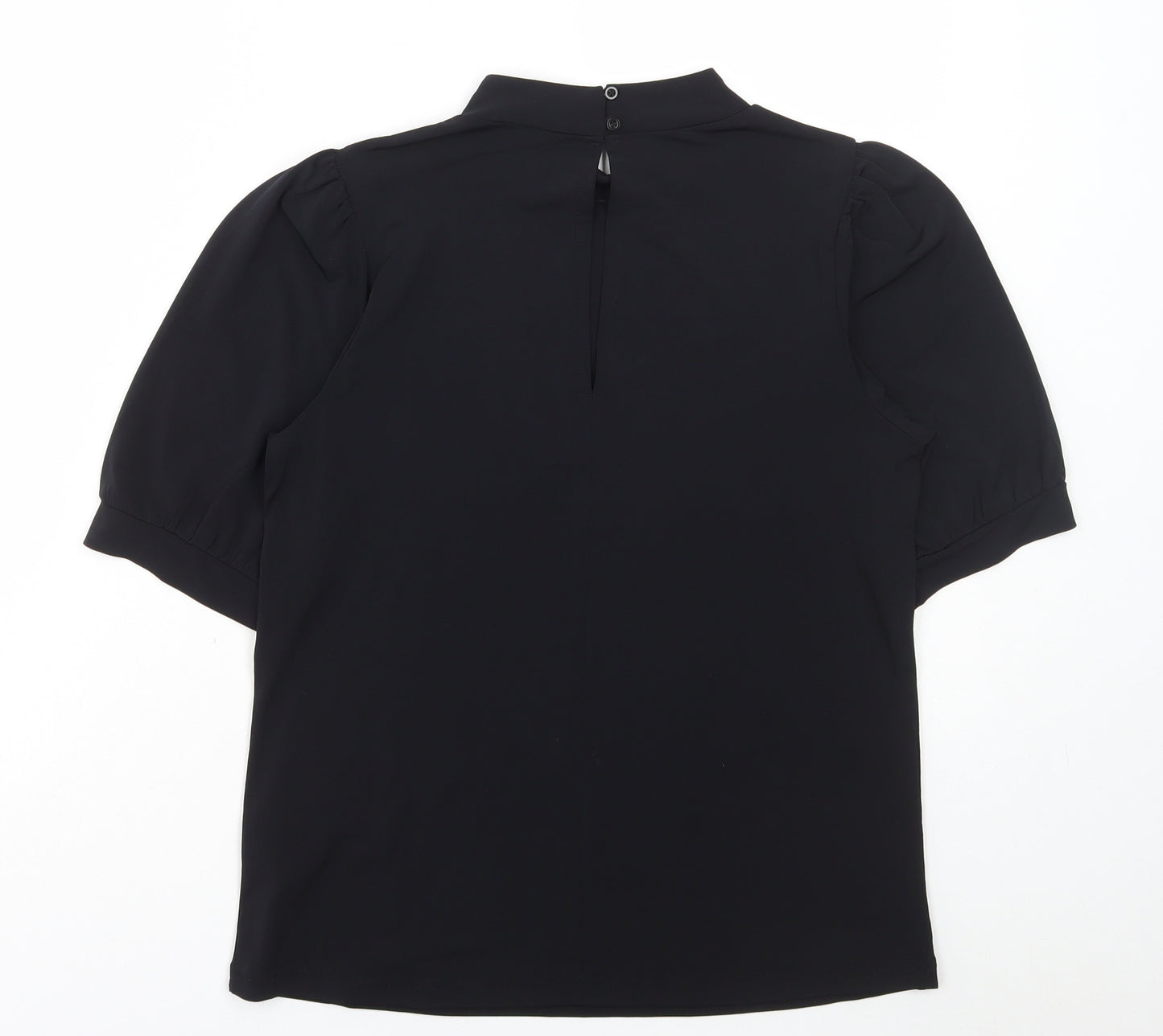 ICHI Womens Black Polyester Basic T-Shirt Size XS Mock Neck