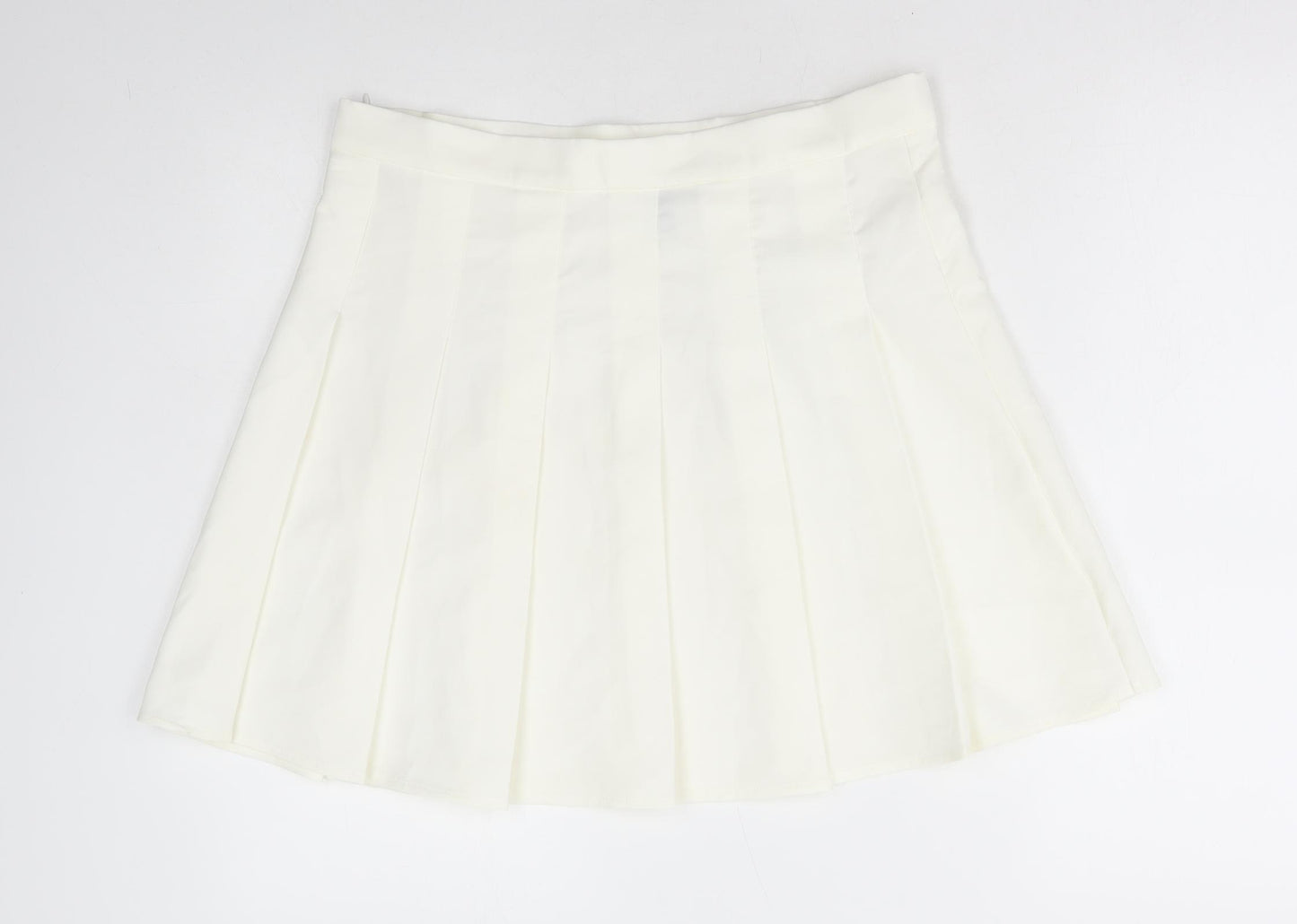 SheIn Womens White Polyester Pleated Skirt Size XL Zip