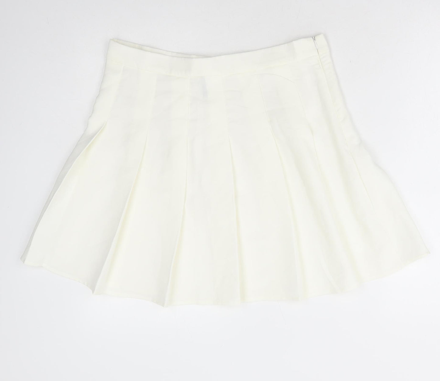 SheIn Womens White Polyester Pleated Skirt Size XL Zip