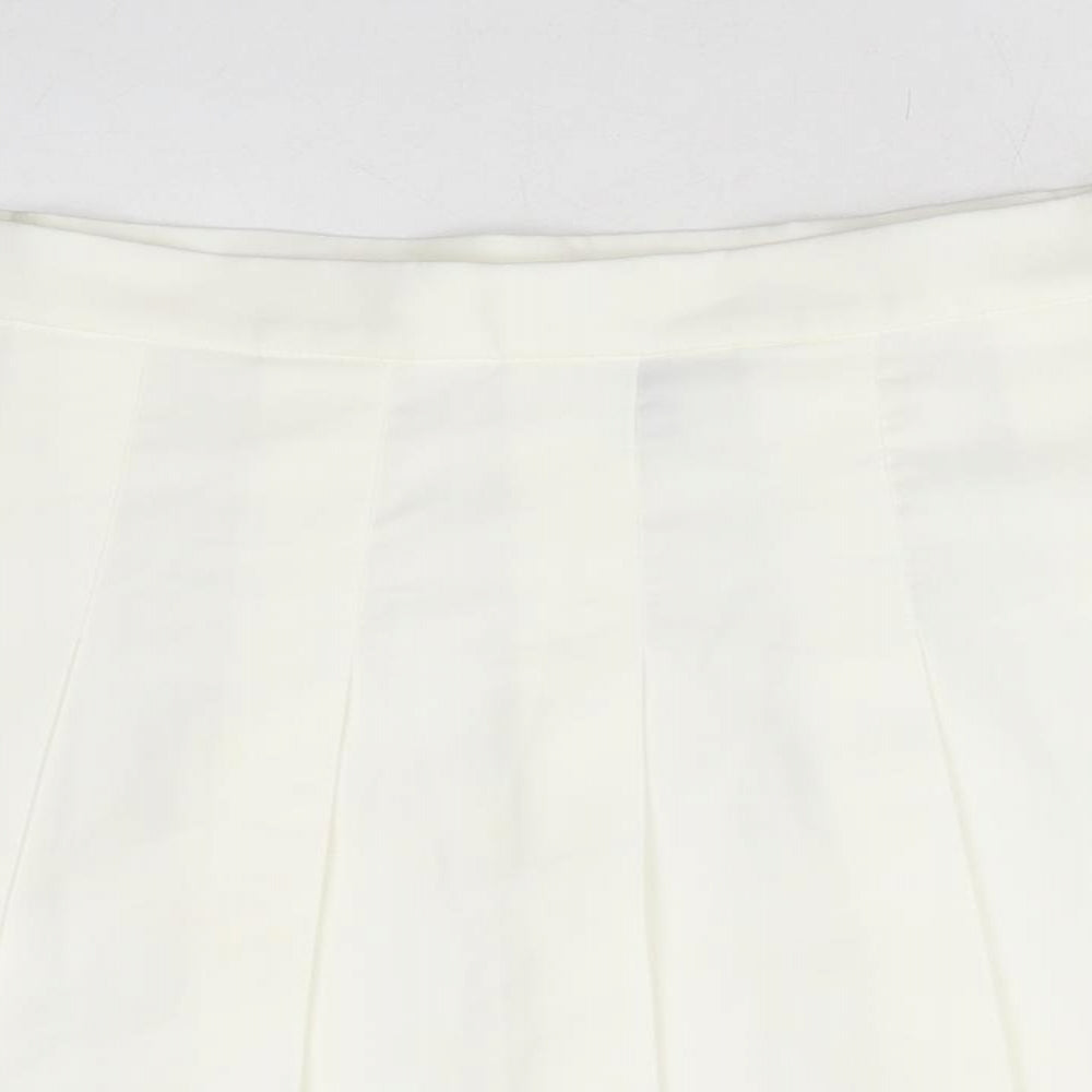 SheIn Womens White Polyester Pleated Skirt Size XL Zip
