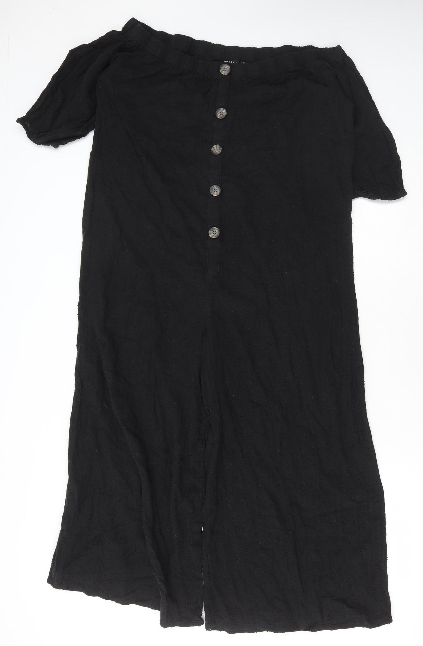 ASOS Womens Black Cotton Jumpsuit One-Piece Size 14 L23 in Pullover