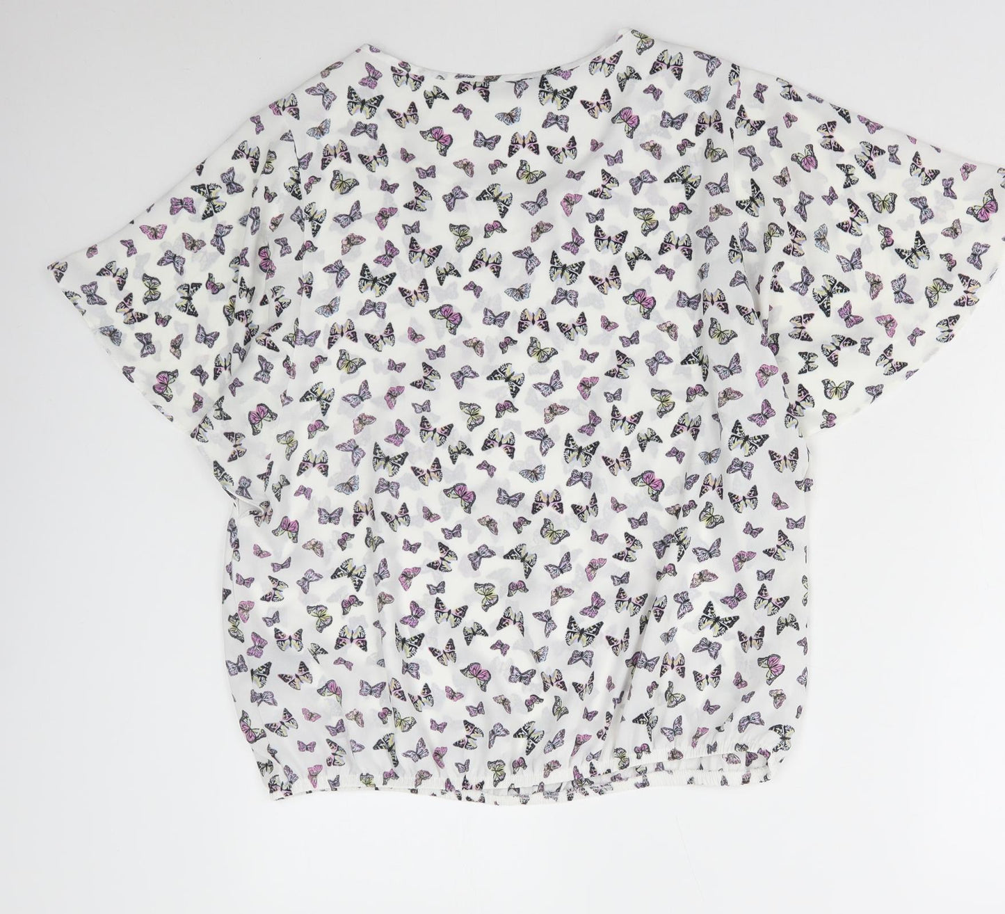 George Womens Multicoloured Geometric Polyester Basic Blouse Size 12 V-Neck - Butterfly Print