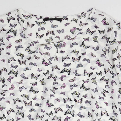 George Womens Multicoloured Geometric Polyester Basic Blouse Size 12 V-Neck - Butterfly Print