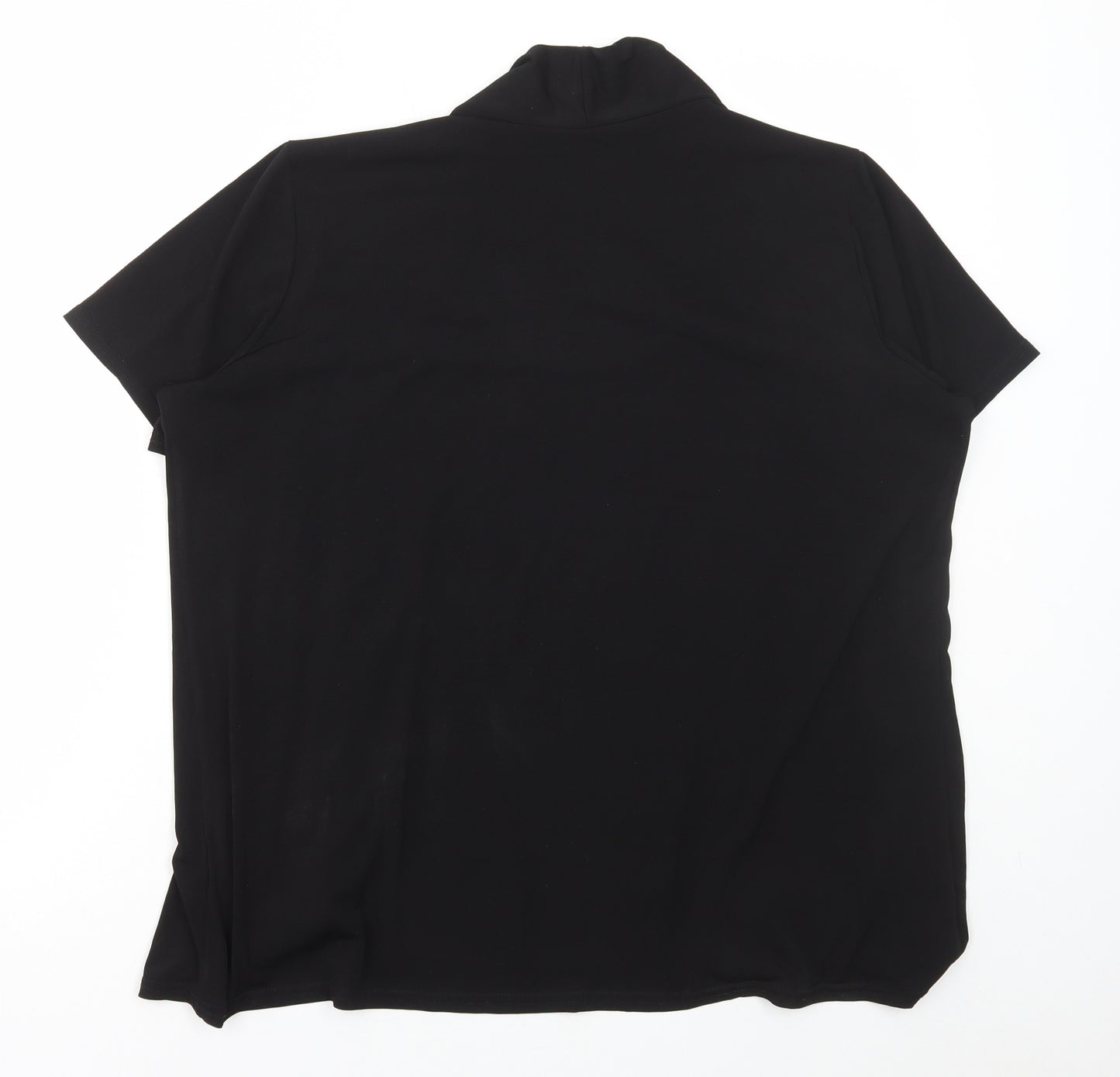 Bonmarché Womens Black Geometric Polyester Basic T-Shirt Size 20 Round Neck
