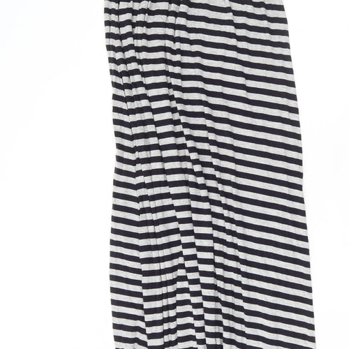 The White Company Womens Grey Striped Viscose Maxi Size XS V-Neck Pullover
