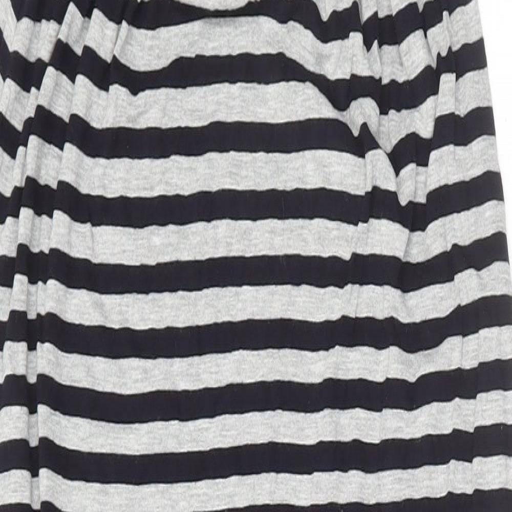 The White Company Womens Grey Striped Viscose Maxi Size XS V-Neck Pullover