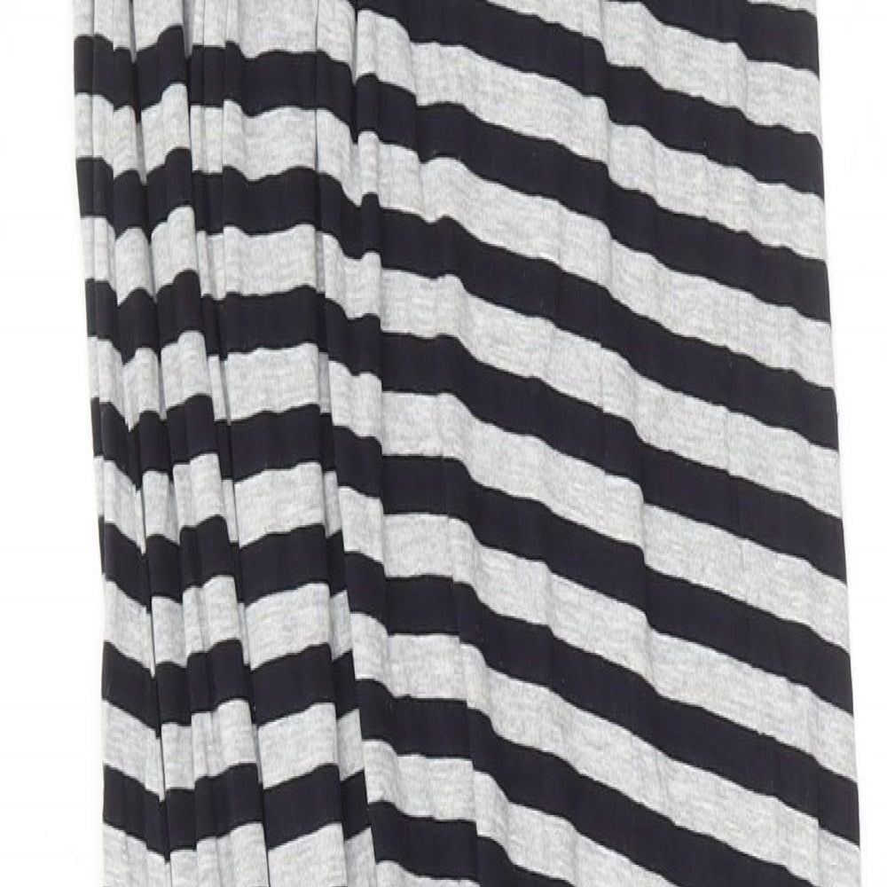 The White Company Womens Grey Striped Viscose Maxi Size XS V-Neck Pullover