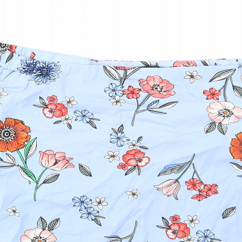 New Look Womens Blue Floral Cotton Basic Blouse Size 10 Off the Shoulder