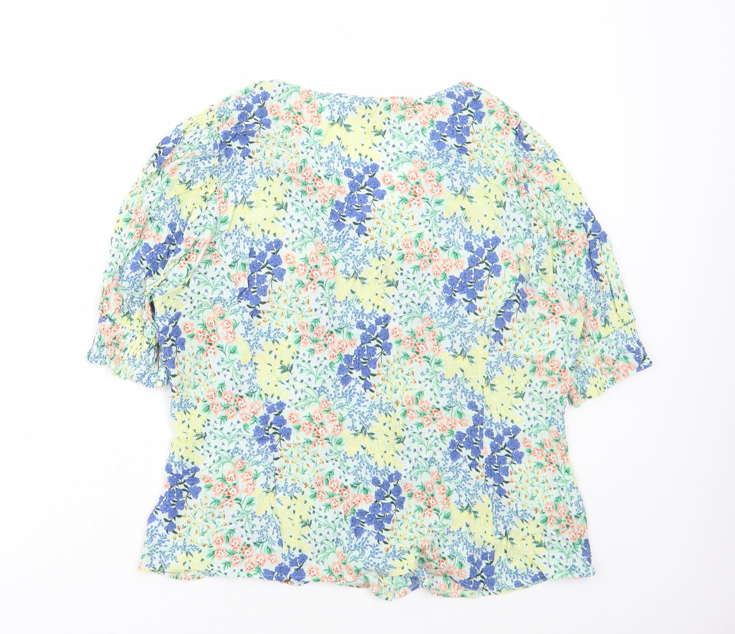 F&F Womens Multicoloured Floral Viscose Basic Blouse Size 20 V-Neck