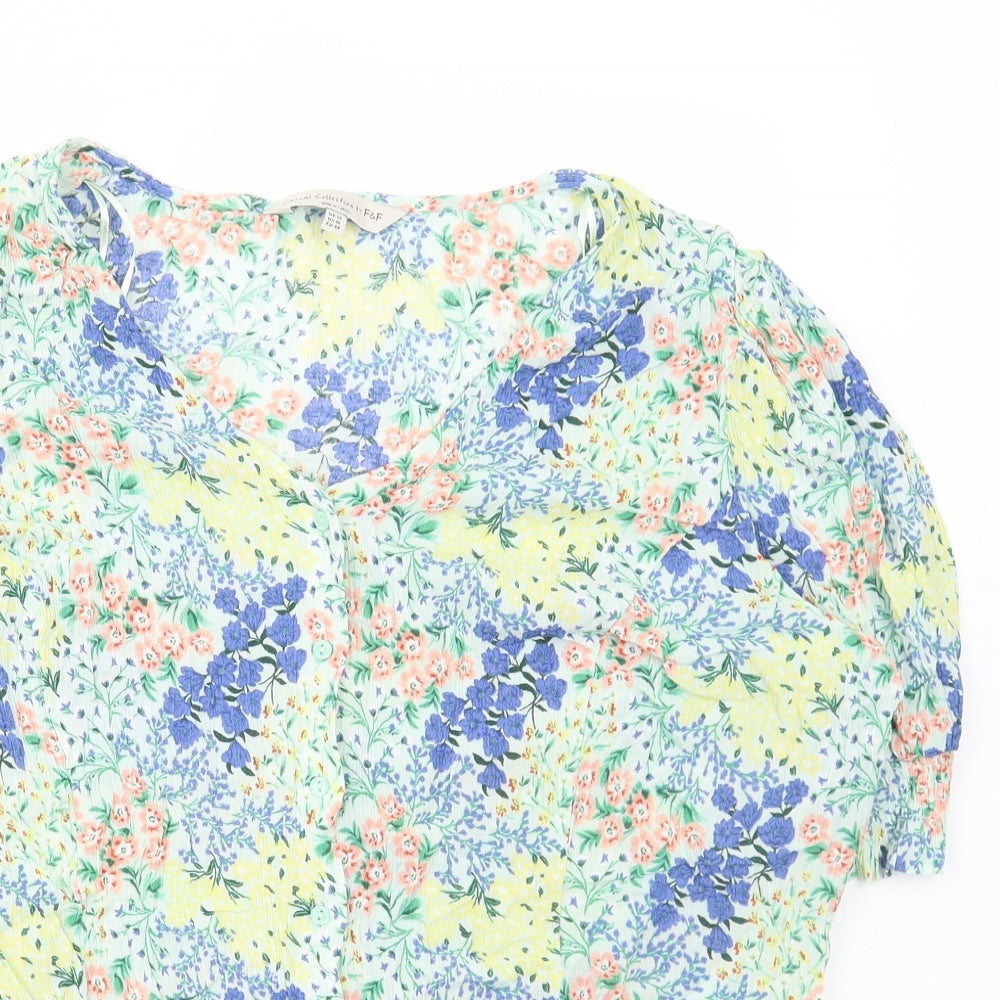 F&F Womens Multicoloured Floral Viscose Basic Blouse Size 20 V-Neck