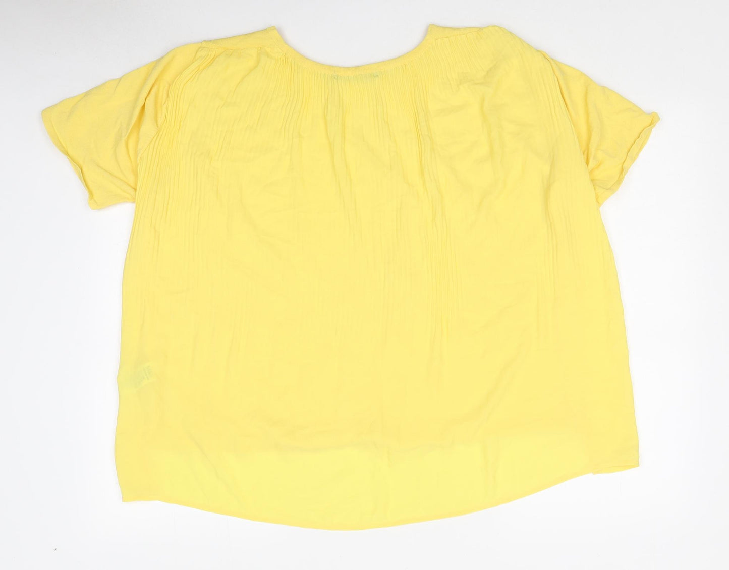 Marks and Spencer Womens Yellow Polyester Basic T-Shirt Size 16 Round Neck