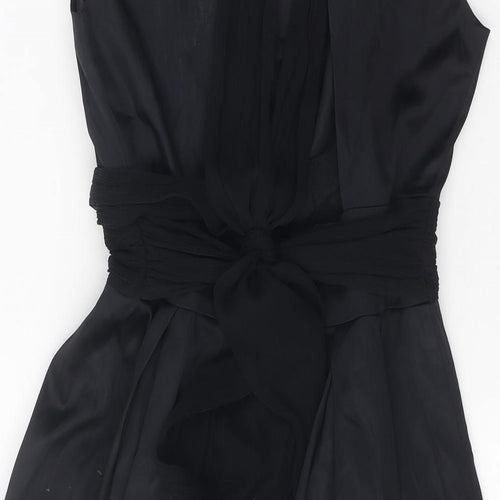 Warehouse Womens Black Polyester A-Line Size 10 Scoop Neck Button