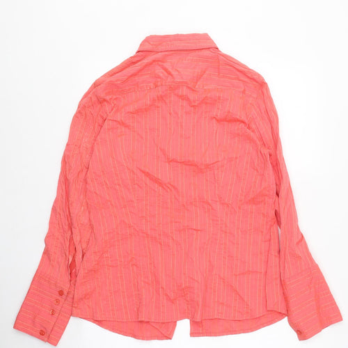 Olsen Womens Pink Striped Polyester Basic Button-Up Size 12 Collared