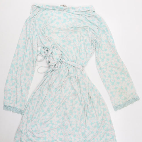 TU Womens Blue Floral Polyester Kimono Robe Size L Tie - Frill