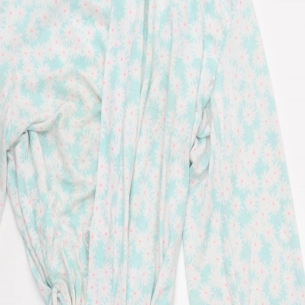TU Womens Blue Floral Polyester Kimono Robe Size L Tie - Frill