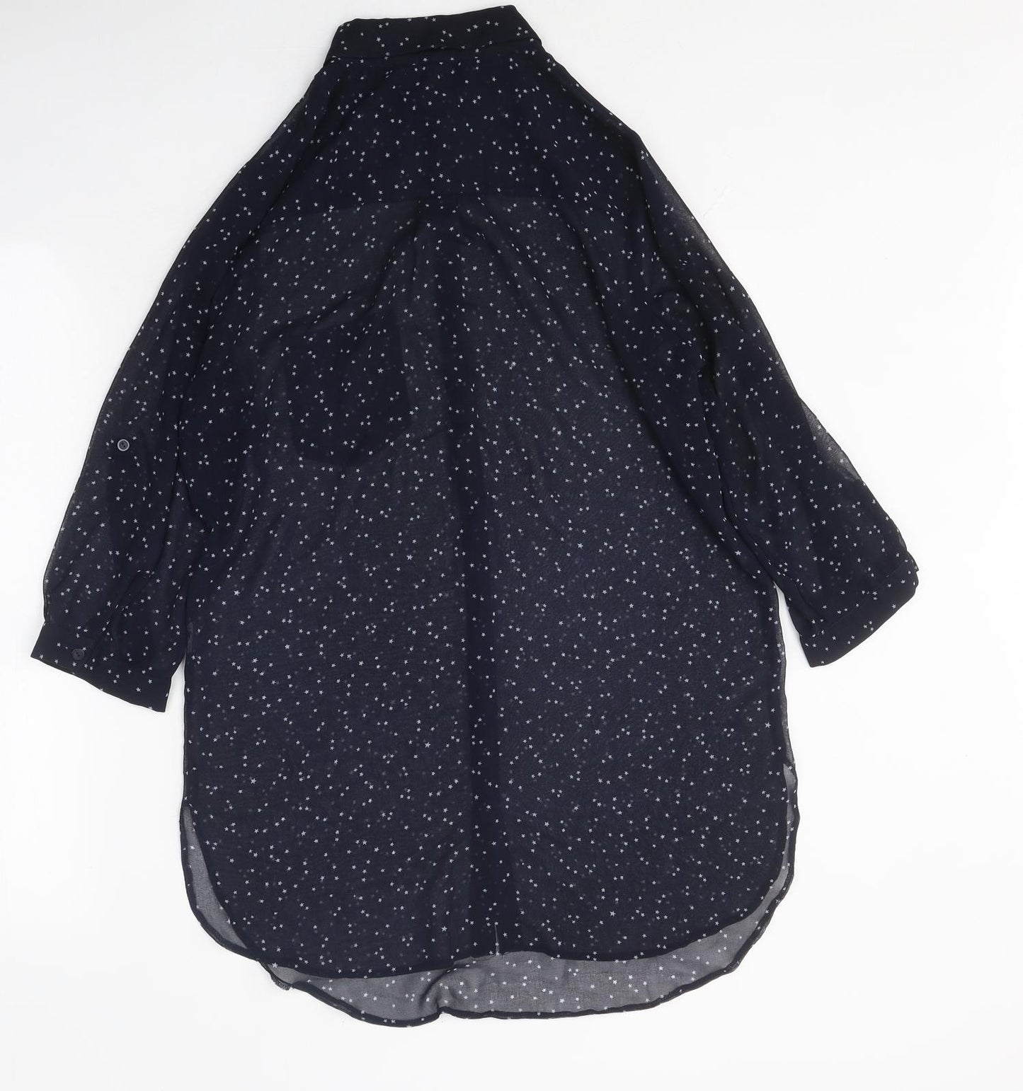 Dorothy Perkins Womens Blue Geometric Polyester Tunic Button-Up Size 12 Collared