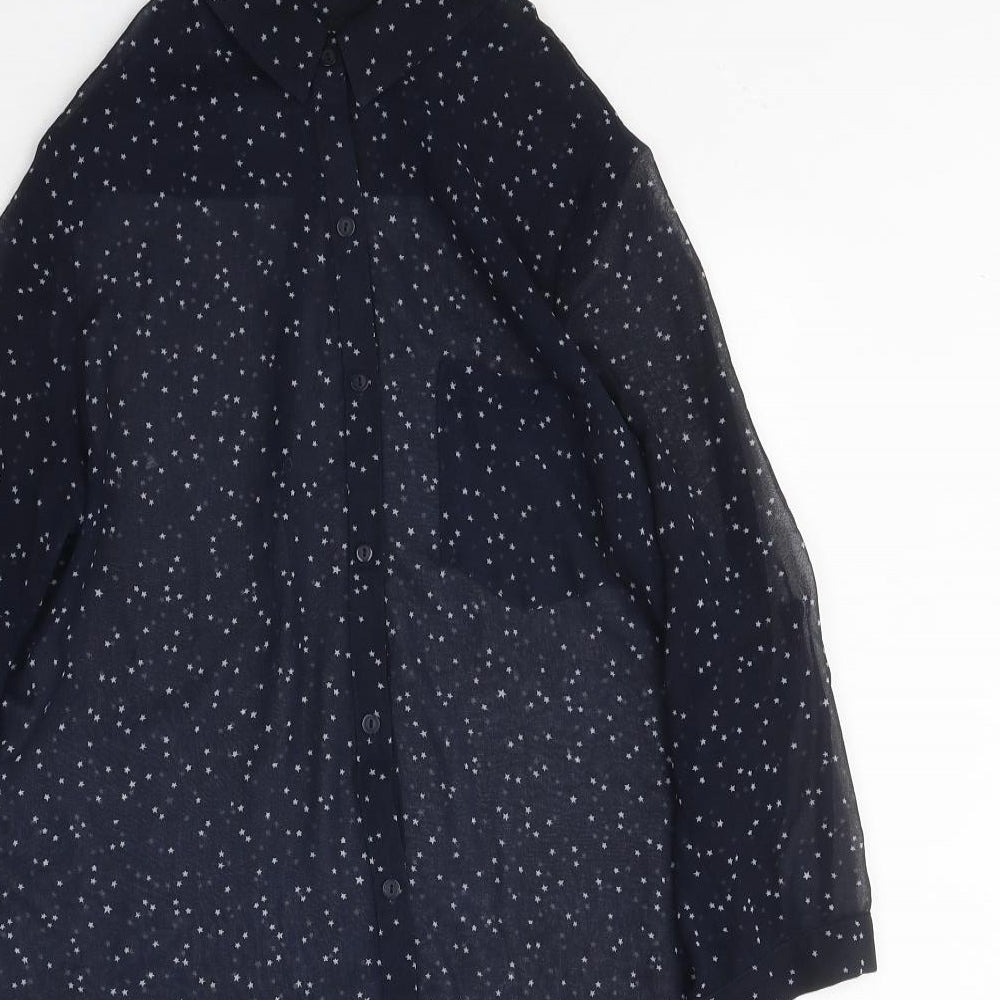 Dorothy Perkins Womens Blue Geometric Polyester Tunic Button-Up Size 12 Collared