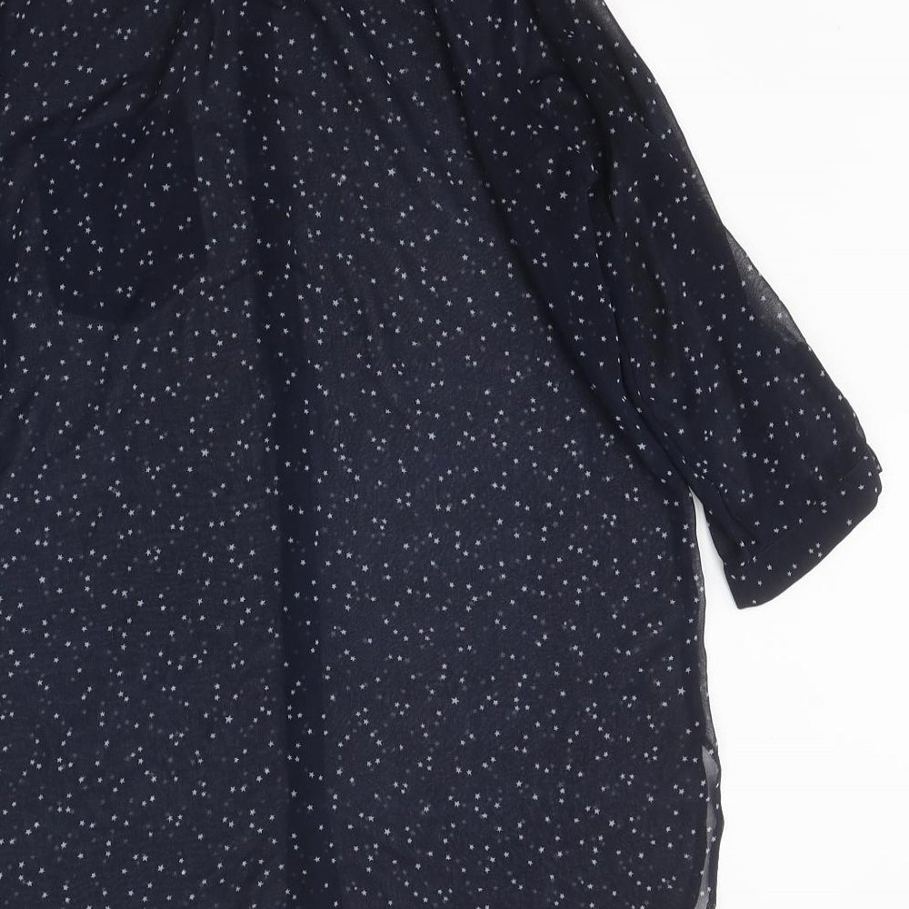 Dorothy Perkins Womens Blue Geometric Polyester Tunic Button-Up Size 12 Collared
