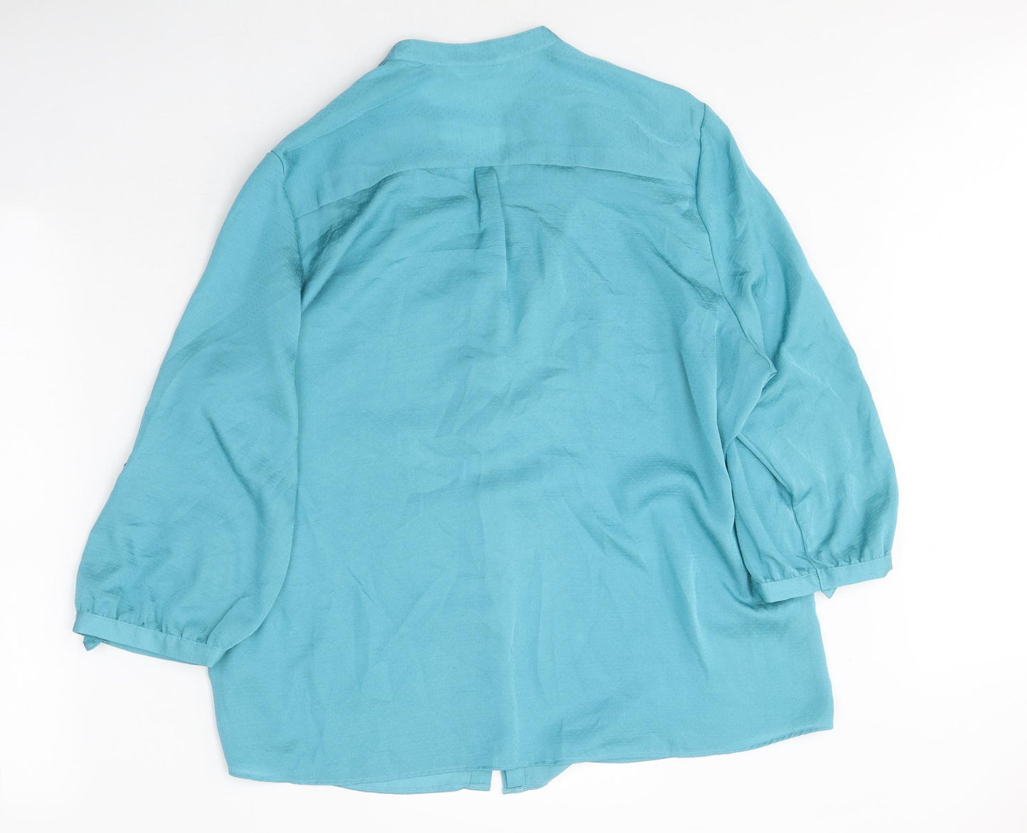 Marks and Spencer Womens Blue Polyester Basic Blouse Size 20 V-Neck