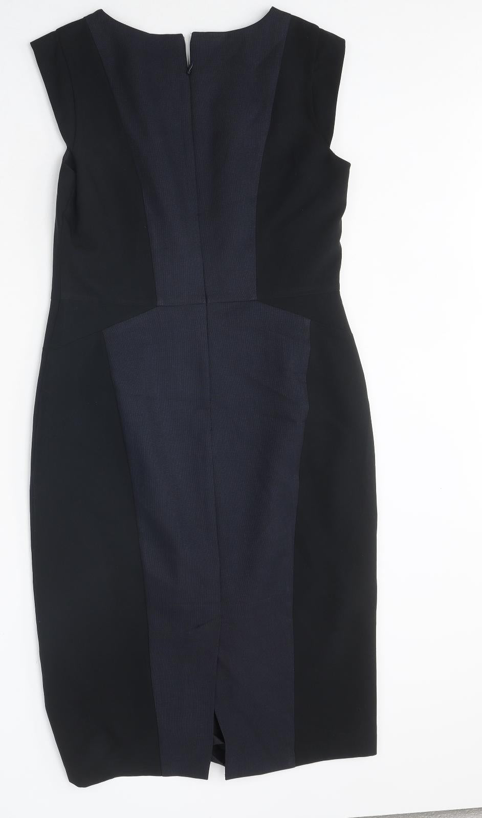 South Womens Black Colourblock Polyester Shift Size 10 Round Neck Zip