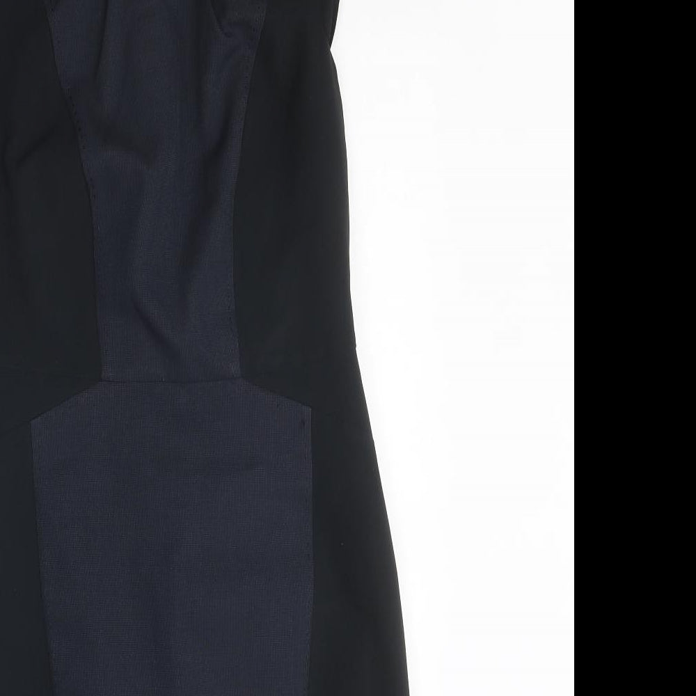South Womens Black Colourblock Polyester Shift Size 10 Round Neck Zip