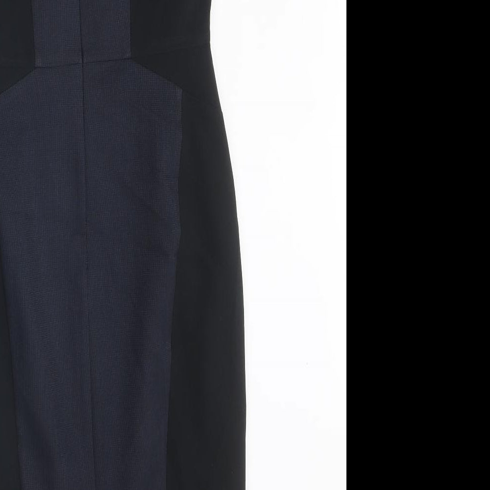South Womens Black Colourblock Polyester Shift Size 10 Round Neck Zip