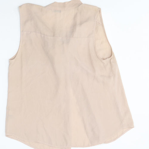 George Womens Beige Herringbone Polyester Basic Button-Up Size 16 V-Neck