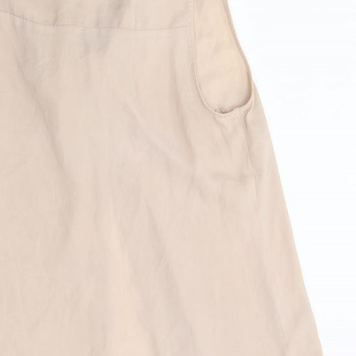 George Womens Beige Herringbone Polyester Basic Button-Up Size 16 V-Neck