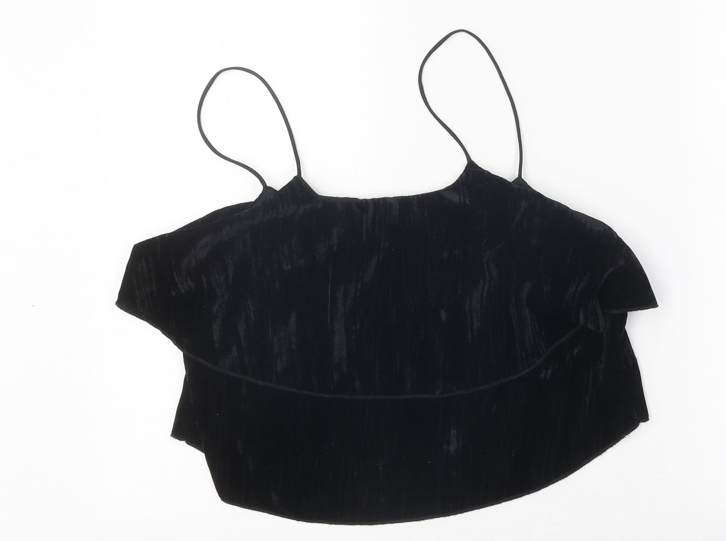 Zara Womens Black Polyester Cropped Tank Size M Off the Shoulder