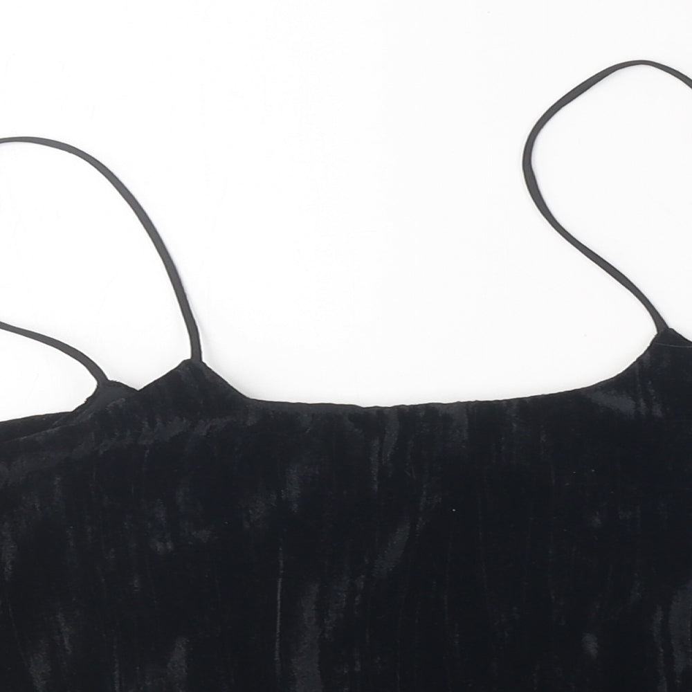 Zara Womens Black Polyester Cropped Tank Size M Off the Shoulder