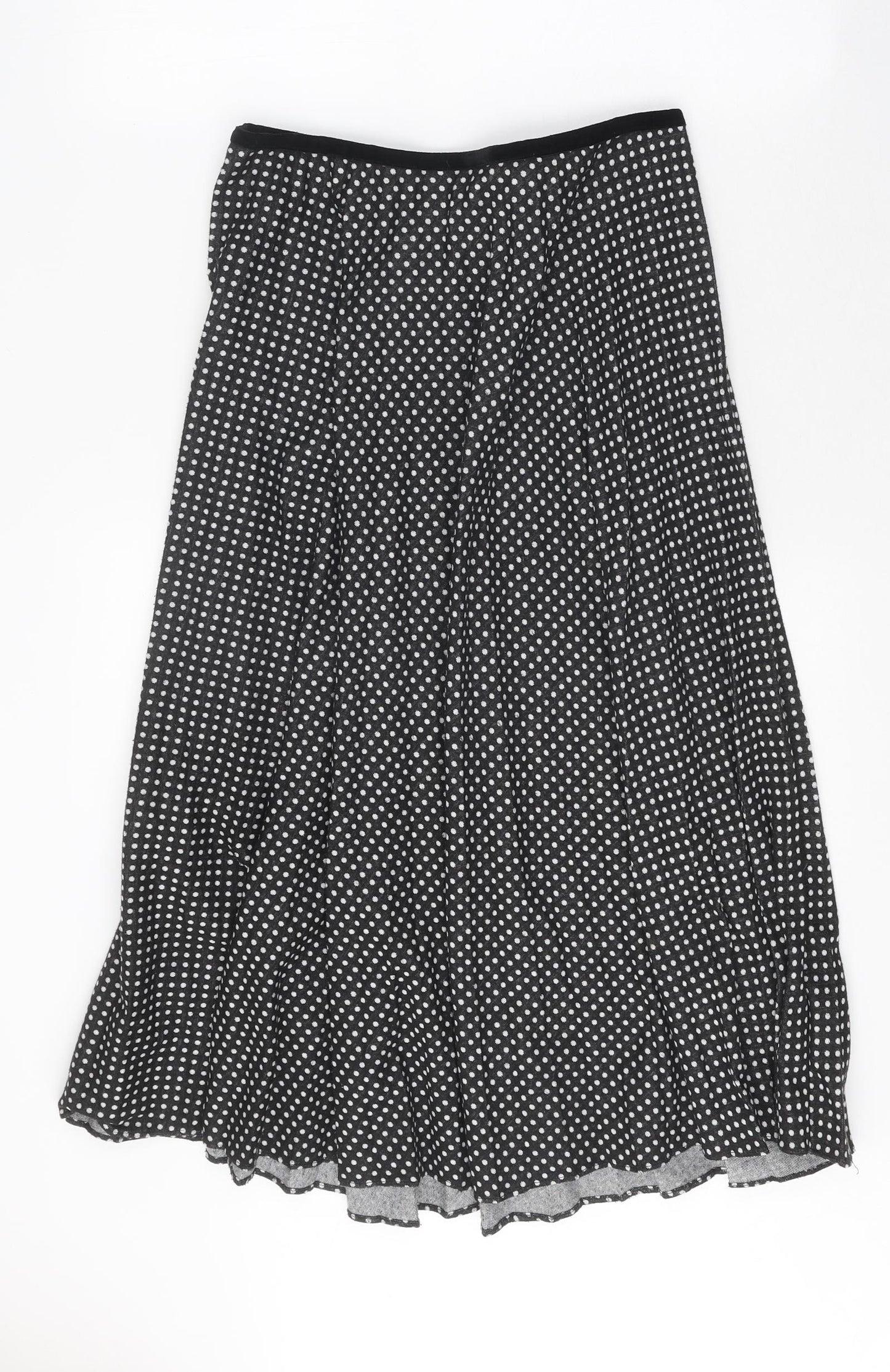 Laura Ashley Womens Black Polka Dot Polyester Maxi Skirt Size 14