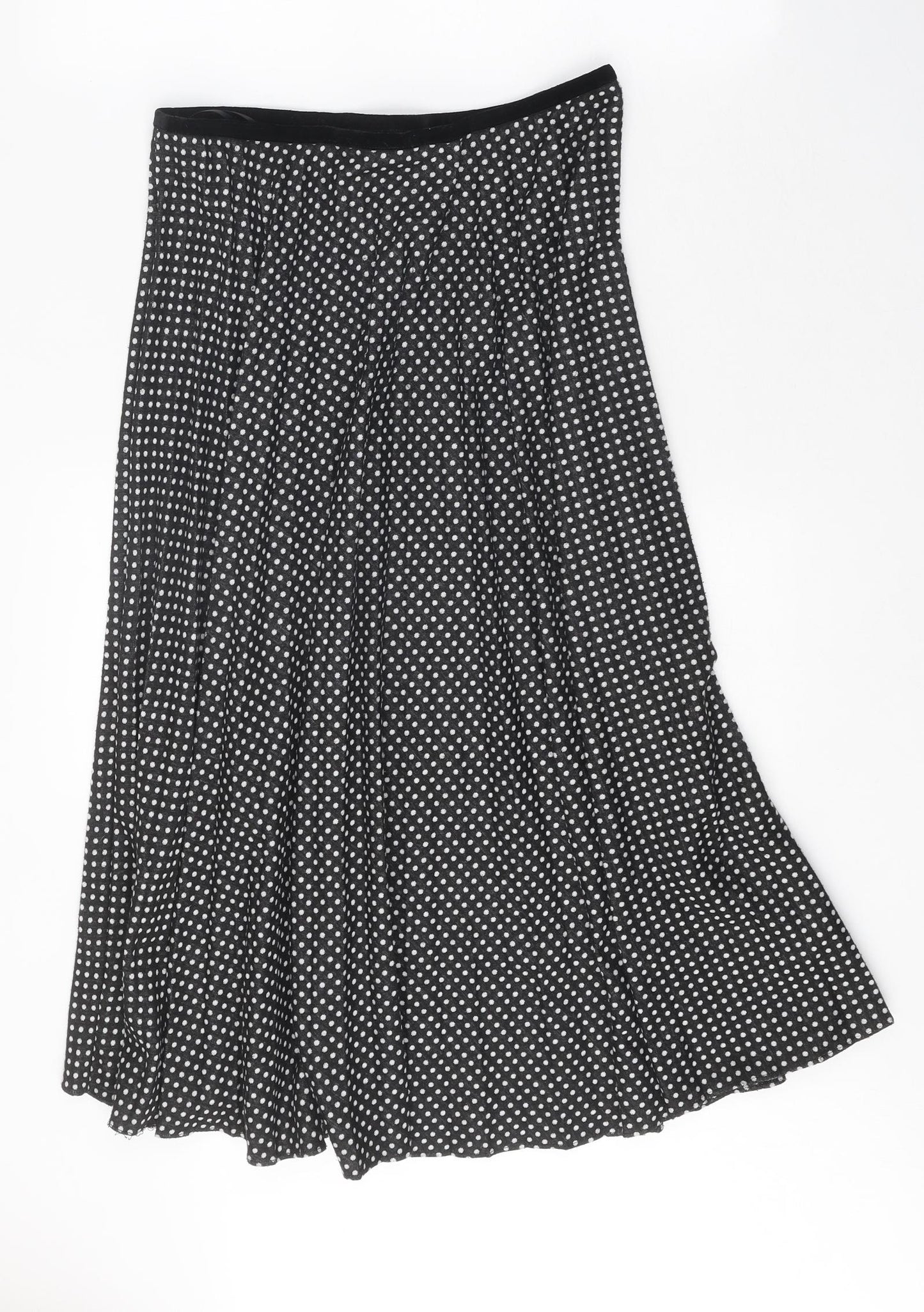 Laura Ashley Womens Black Polka Dot Polyester Maxi Skirt Size 14