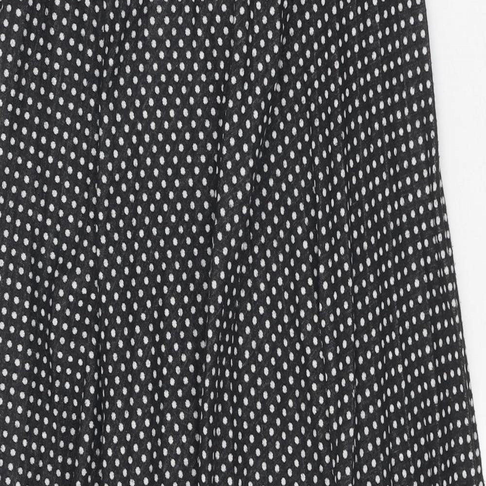 Laura Ashley Womens Black Polka Dot Polyester Maxi Skirt Size 14