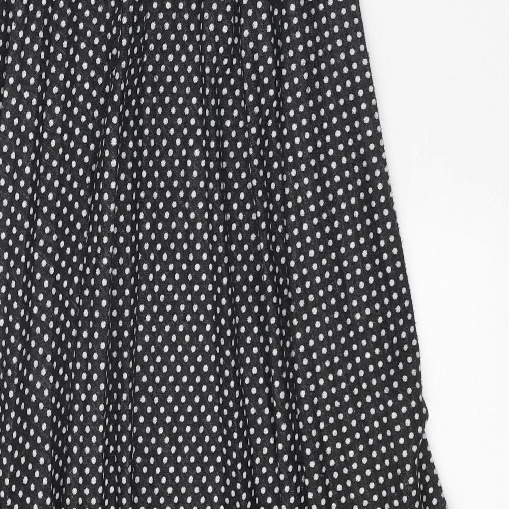 Laura Ashley Womens Black Polka Dot Polyester Maxi Skirt Size 14