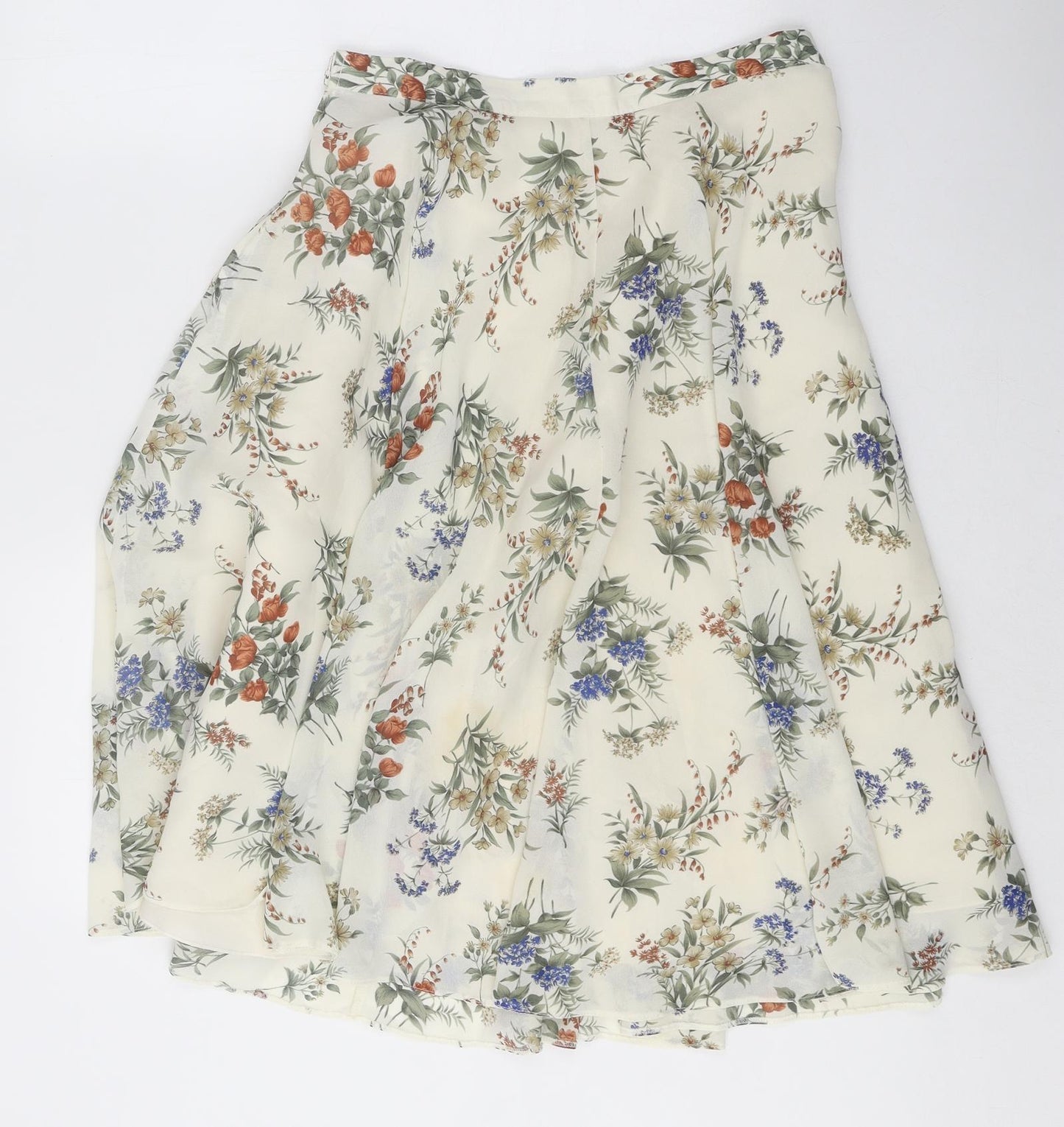 St Michael Womens Multicoloured Floral Polyester Pleated Skirt Size 14 Zip