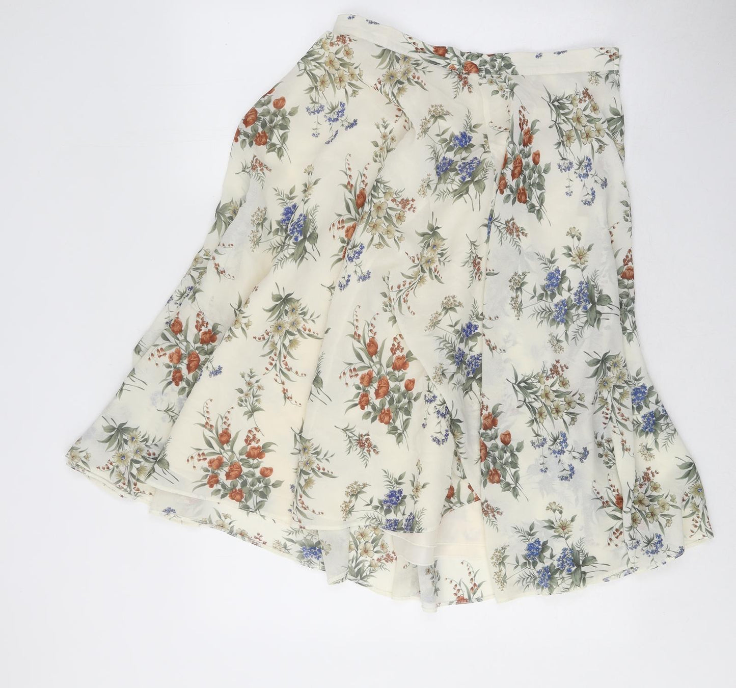 St Michael Womens Multicoloured Floral Polyester Pleated Skirt Size 14 Zip