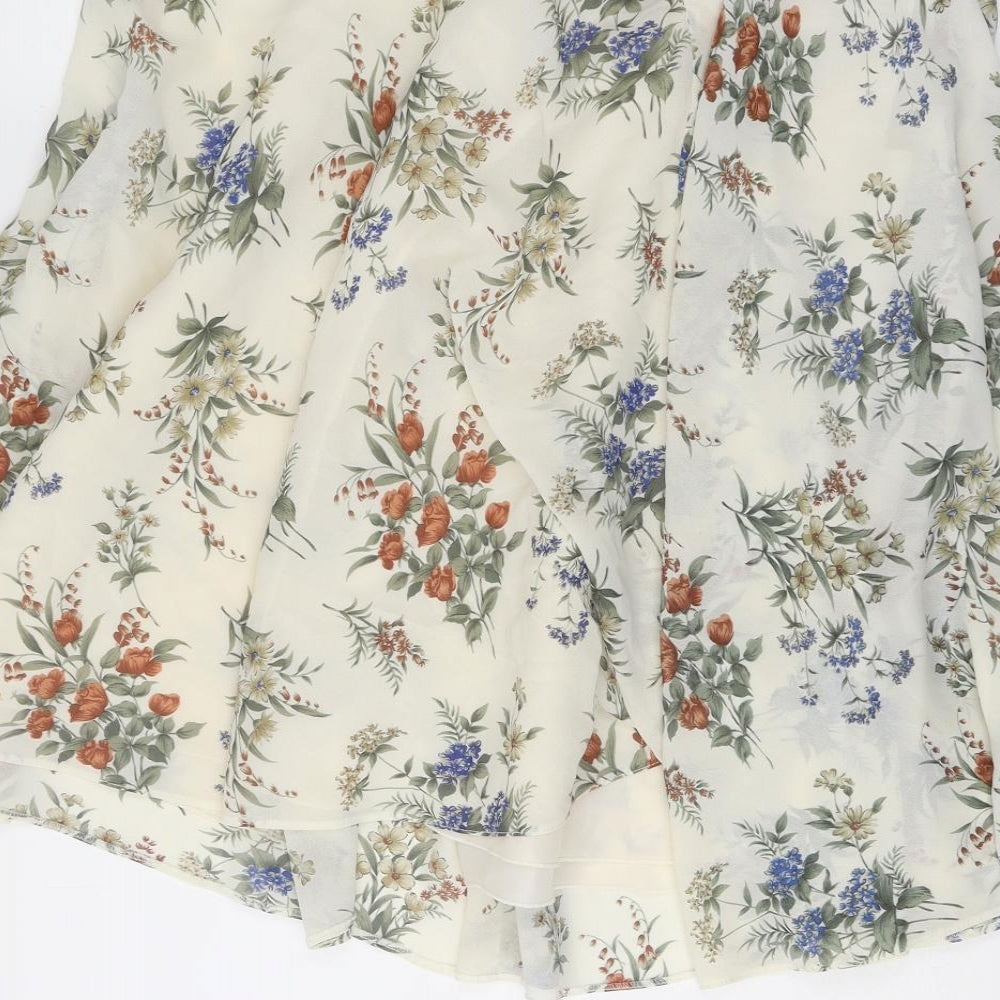 St Michael Womens Multicoloured Floral Polyester Pleated Skirt Size 14 Zip
