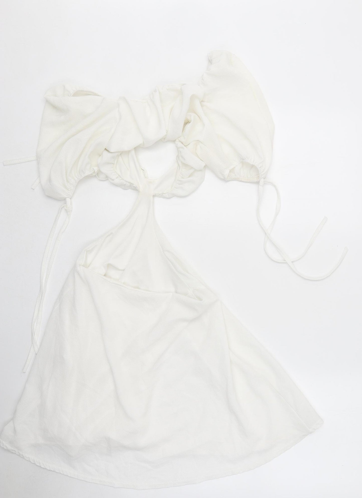 Missguided Womens White Polyester Mini Size 6 Off the Shoulder Tie
