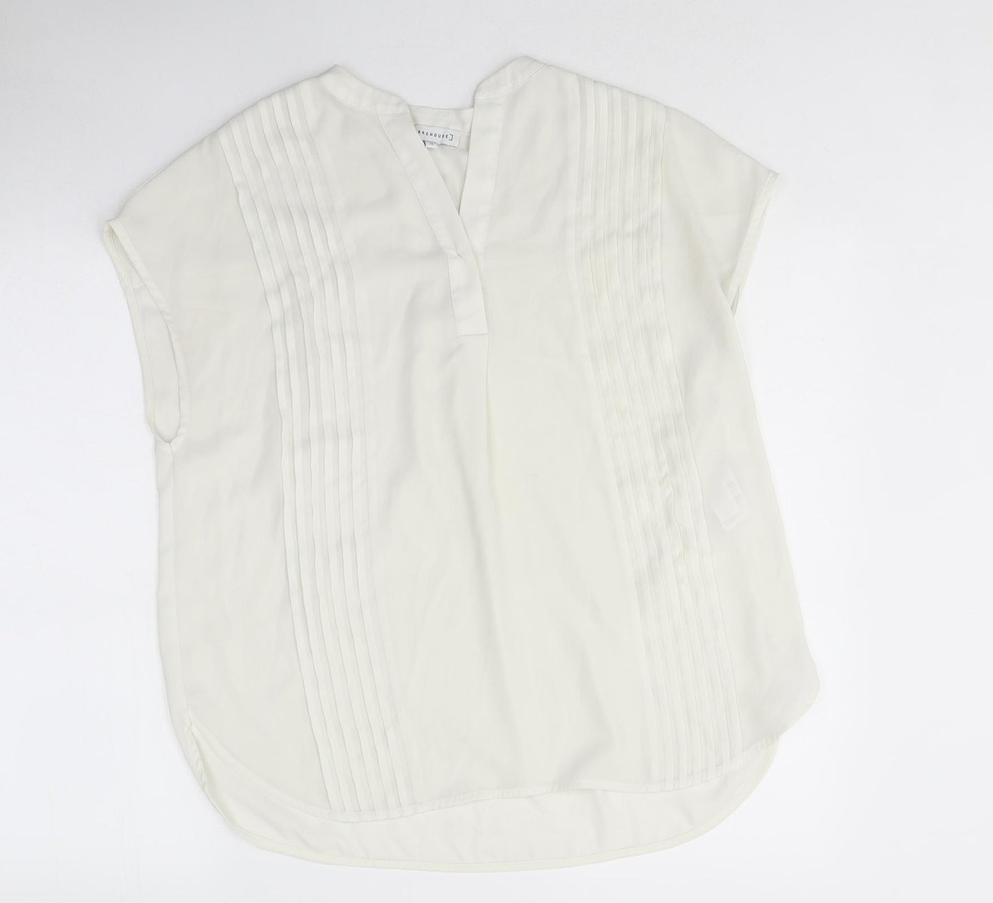 Warehouse Womens Ivory Polyester Basic Blouse Size 12 Collared